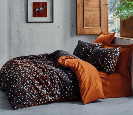 Lenjerie de pat ranforce, o persoana, bumbac 100%, Cotton Box, Colin - Cinnamon [0]