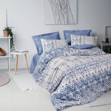 Lenjerii bumbac ranforce - o persoana - Lenjerie de pat ranforce, o persoana, bumbac 100%, Cotton Box, Cleo - Blue