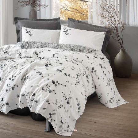 Lenjerii bumbac ranforce - o persoana - Lenjerie de pat ranforce, o persoana, bumbac 100%, Cotton Box, Elaria - Anthracite