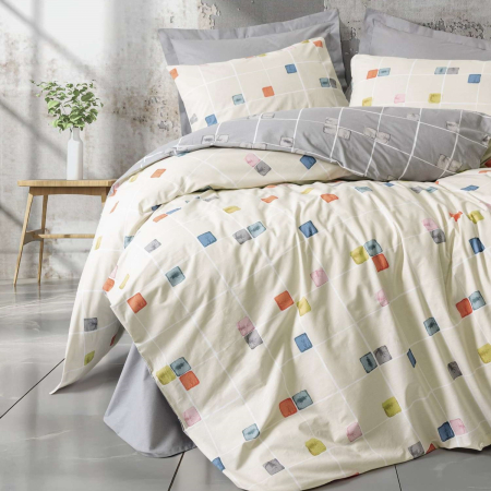 Lenjerii bumbac ranforce - o persoana - Lenjerie de pat ranforce, o persoana, bumbac 100%, Cotton Box, Evo - Grey