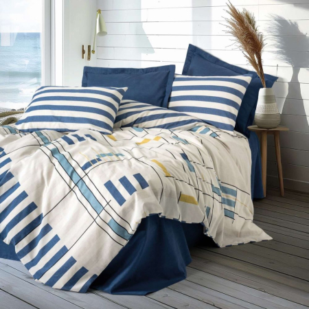 Lenjerii bumbac ranforce - o persoana - Lenjerie de pat ranforce, o persoana, bumbac 100%, Cotton Box, Lunox - Dark Blue