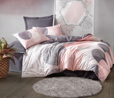 Lenjerii bumbac ranforce - o persoana - Lenjerie de pat ranforce, o persoana, bumbac 100%, Cotton Box, Leron - Grey