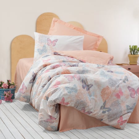 Lenjerii de pat Copii - Lenjerie de pat ranforce, o persoana, bumbac 100%, Cotton Box, Kimela - Pink