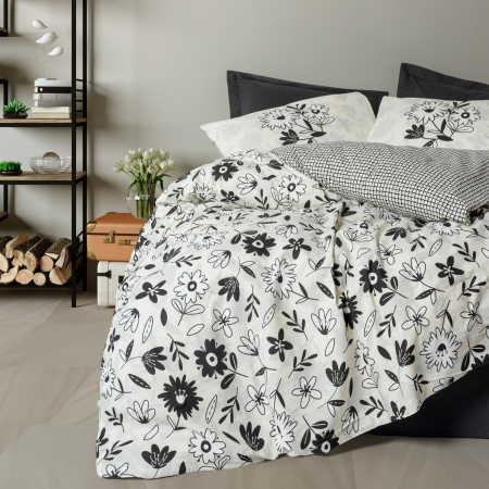 Lenjerii bumbac ranforce - o persoana - Lenjerie de pat ranforce, o persoana, bumbac 100%, Cotton Box, Meresa - Black
