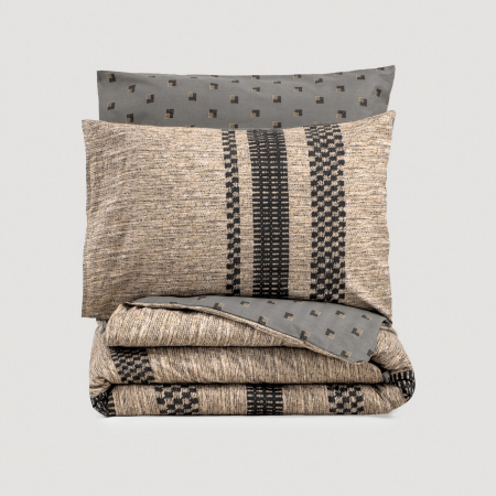 Lenjerie de pat ranforce, o persoana, bumbac 100%, Cotton Box, Arlo - Brown [2]