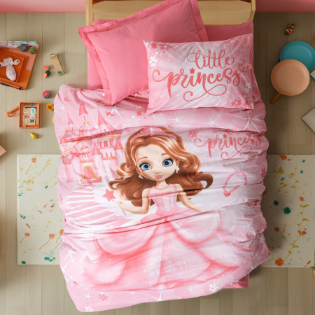 Lenjerii de pat Copii - Lenjerie de pat ranforce, o persoana, bumbac 100%, Cotton Box, Gimbiya - Pink