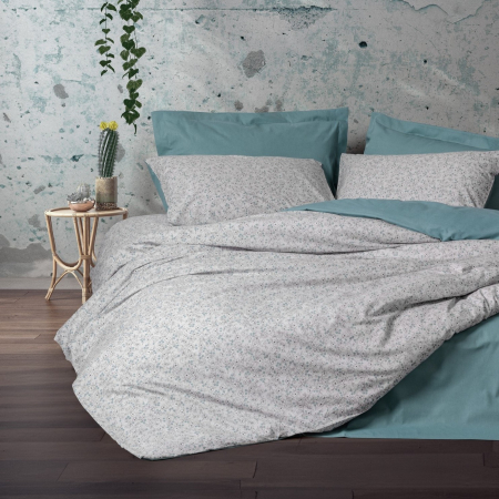 Lenjerii de pat - Lenjerie de pat ranforce, o persoana, bumbac 100%, Cotton Box, June - Mint