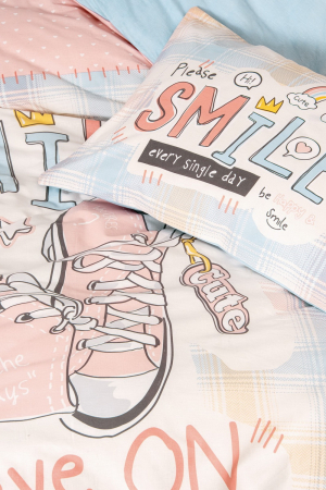 Lenjerie de pat ranforce, o persoana, bumbac 100%, Cotton Box, Smile - Mint [1]