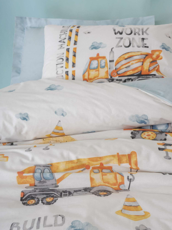 Lenjerie de pat ranforce, o persoana, bumbac 100%, Cotton Box, Buildo - Blue [1]