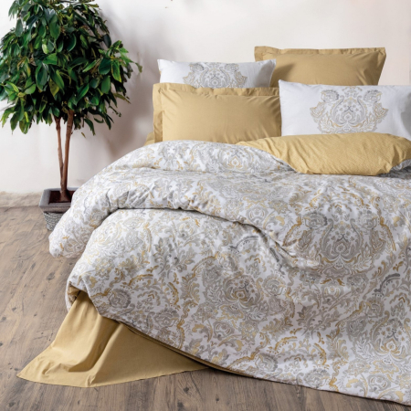 Lenjerii bumbac ranforce - o persoana - Lenjerie de pat ranforce, o persoana, bumbac 100%, Cotton Box, Najva - Mustard