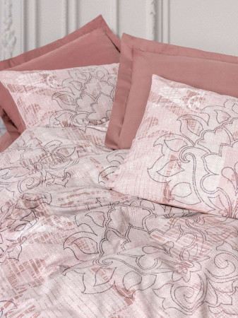 Lenjerie de pat ranforce, o persoana, bumbac 100%, Cotton Box, Livara - Dusty Rose [1]