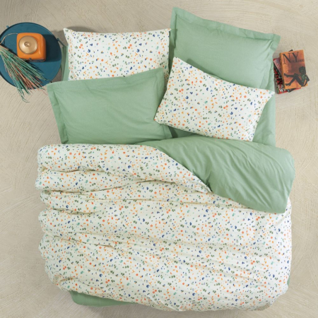 Lenjerii bumbac ranforce - o persoana - Lenjerie de pat ranforce, o persoana, bumbac 100%, Cotton Box, Lola - Green