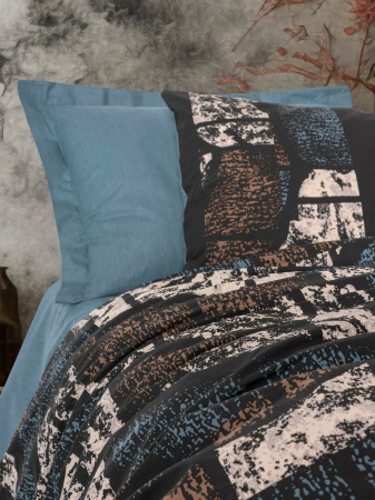 Lenjerie de pat ranforce, o persoana, bumbac 100%, Cotton Box, Senso - Petrol Green [1]