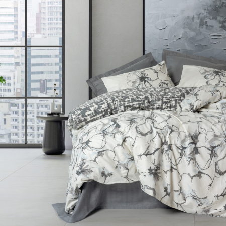 Lenjerii bumbac ranforce - o persoana - Lenjerie de pat ranforce, o persoana, bumbac 100%, Cotton Box, Hilaris - Anthracite