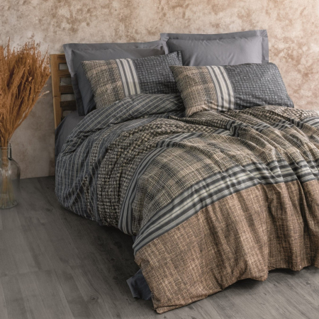 Lenjerii bumbac ranforce - o persoana - Lenjerie de pat ranforce, o persoana, bumbac 100%, Cotton Box, Timbre - Anthracite