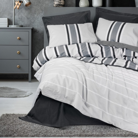 Lenjerii bumbac ranforce - o persoana - Lenjerie de pat ranforce, o persoana, bumbac 100%, Cotton Box, Nobby - Anthracite