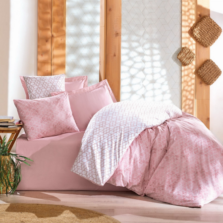 Lenjerii bumbac ranforce - o persoana - Lenjerie de pat ranforce, o persoana, bumbac 100%, Cotton Box, Best - Pink