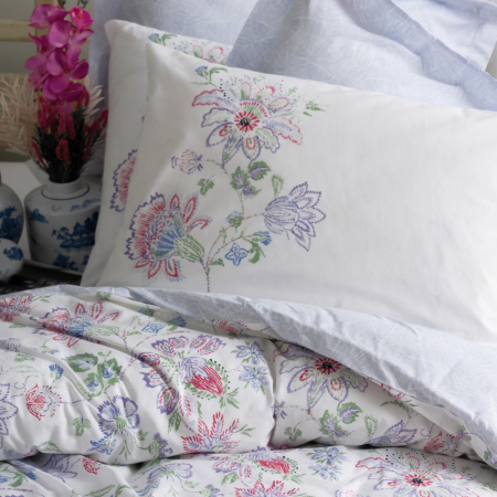 Lenjerie de pat ranforce, o persoana, bumbac 100%, Cotton Box, Adsila - Blue [1]