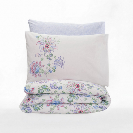 Lenjerie de pat ranforce, o persoana, bumbac 100%, Cotton Box, Adsila - Blue [2]