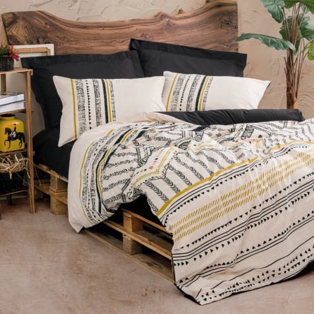 Lenjerii bumbac ranforce - o persoana - Lenjerie de pat ranforce, o persoana, bumbac 100%, Cotton Box, Elvira - Black