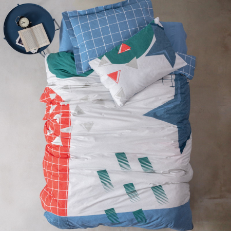 Lenjerii de pat Copii - Lenjerie de pat ranforce, o persoana, bumbac 100%, Cotton Box, Astral - Denim