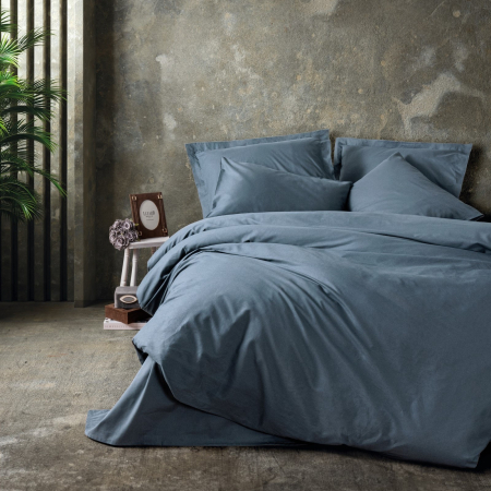 Lenjerii de pat - Lenjerie de pat ranforce, o persoana, bumbac 100%, Cotton Box, Plain - Anthracite