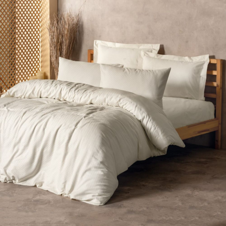 Lenjerii bumbac ranforce - o persoana - Lenjerie de pat ranforce, o persoana, bumbac 100%, Cotton Box, Plaid - Cream