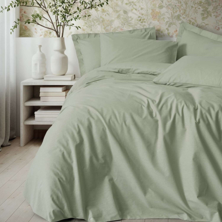 Lenjerii bumbac ranforce - o persoana - Lenjerie de pat ranforce, o persoana, bumbac 100%, Cotton Box, Plain - Sage
