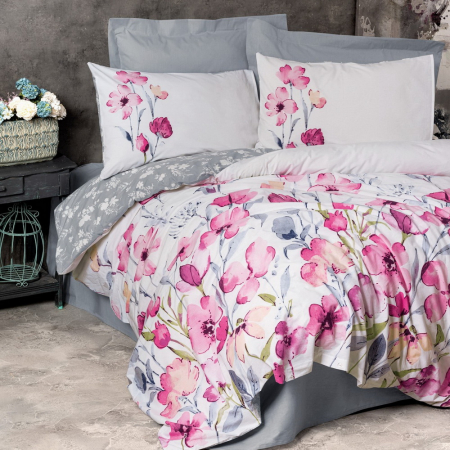 Lenjerie de pat ranforce, o persoana, bumbac 100%, Cotton Box, Carla Grey [0]