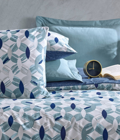 Lenjerie de pat ranforce, o persoana, bumbac 100%, Cotton Box, Tory - Blue [1]