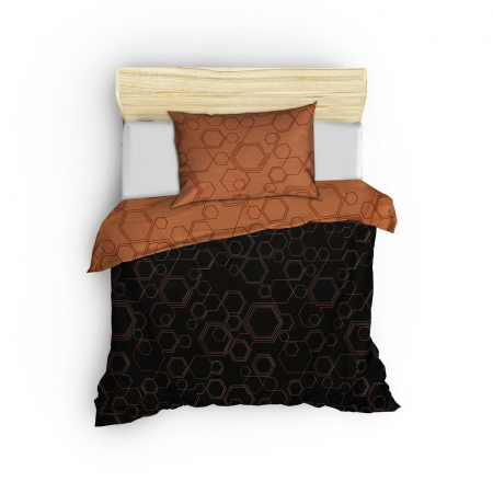Lenjerie de pat ranforce, o persoana, bumbac 100%, Cotton Box, Dawn - Copper [2]