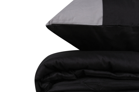 Lenjerie de pat ranforce, o persoana, bumbac 100%, Cotton Box, Plain - Black, Grey [3]
