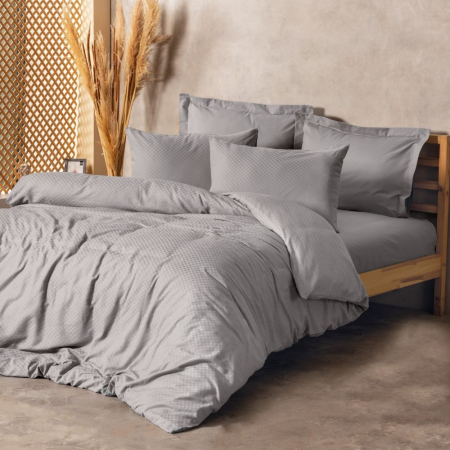 Lenjerii bumbac ranforce - o persoana - Lenjerie de pat ranforce, o persoana, bumbac 100%, Cotton Box, Plaid - Grey