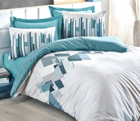 Lenjerie de pat ranforce, o persoana, bumbac 100%, Cotton Box, Nesto - Petrol [0]