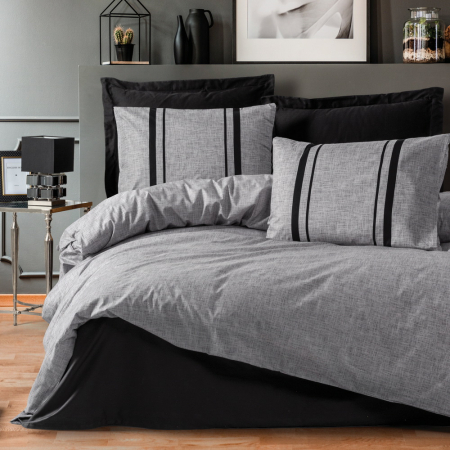 Lenjerie de pat ranforce, o persoana, bumbac 100%, Cotton Box, Bitter - Grey [0]