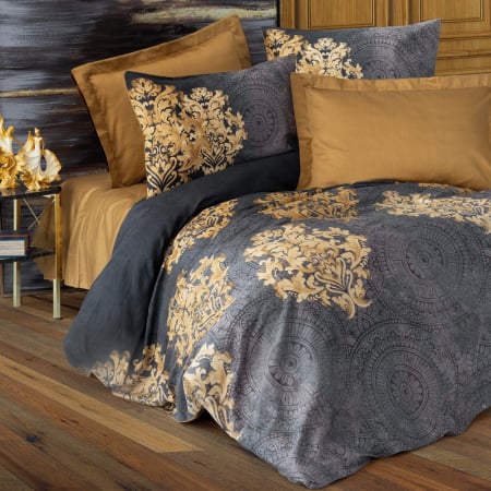 Lenjerii bumbac satin Premium - Lenjerie de pat satin, 6 piese, bumbac 100%, Cotton Box, Jadira - Beige