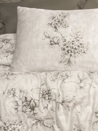 Lenjerie de pat satin, 6 piese, bumbac 100%, Cotton Box, Florid - Mink [1]