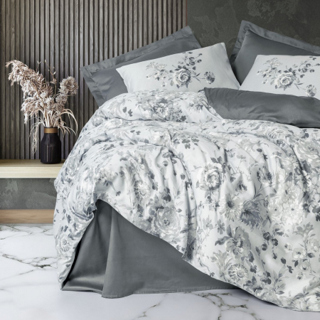 Lenjerii bumbac satin Premium - Lenjerie de pat satin, 6 piese, bumbac 100%, Cotton Box, Moale - Grey