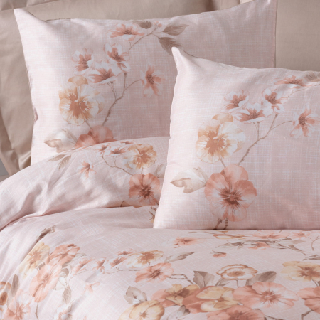 Lenjerie de pat satin, 6 piese, bumbac 100%, Cotton Box, Pansy - Powder [1]