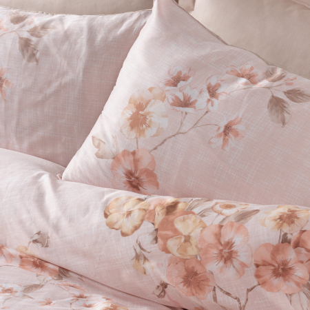 Lenjerie de pat satin, 6 piese, bumbac 100%, Cotton Box, Pansy - Powder [2]