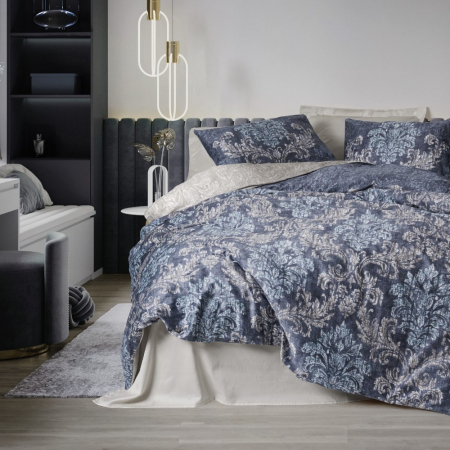 Lenjerii bumbac satin Premium - Lenjerie de pat satin, 6 piese, bumbac 100%, Cotton Box, Owen - Beige