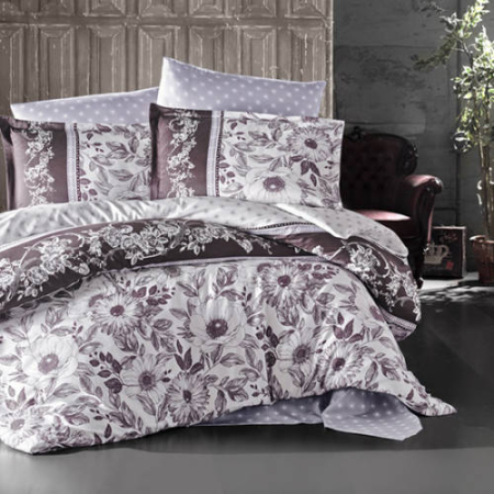 Pucioasa - Lenjerie de pat satin Clasy king size (MOCHA V1)