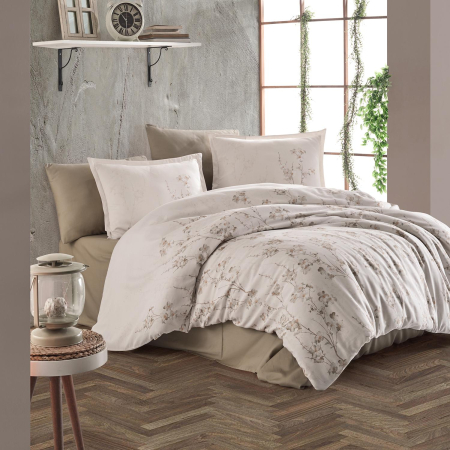 Lenjerii bumbac satin Premium - Lenjerie de pat satin Clasy king size (TERRA)