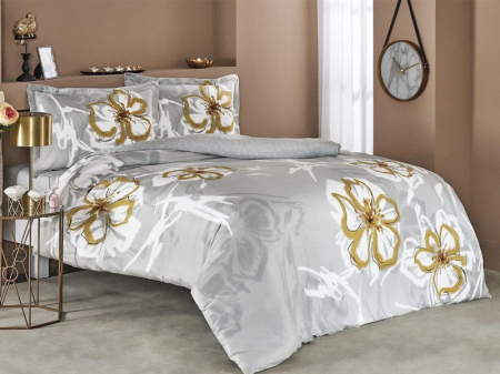 Lenjerie de pat satin, două persoane,bumbac 100%, TAC, Romy gri [0]