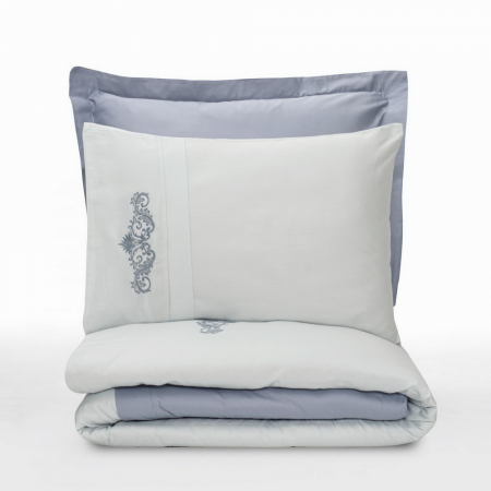 Lenjerie de pat satin premium brodată, 6 piese, bumbac 100%, Cotton Box, Biana - Grey [3]