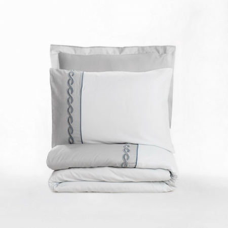 Lenjerie de pat satin premium brodată, 6 piese, bumbac 100%, Cotton Box, Fedory - Grey [3]