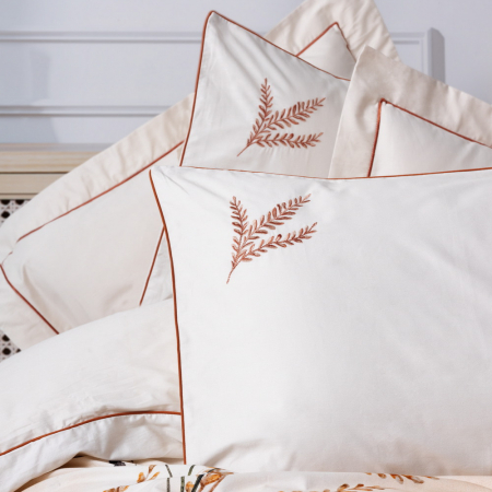 Lenjerie de pat Elite satin  brodată, 6 piese, bumbac 100%, Cotton Box, Elite - Ecru [1]