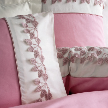 Lenjerie de pat satin premium brodată, 6 piese, bumbac 100%, Cotton Box, Niobe - Pink [1]