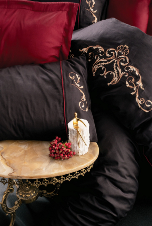 Lenjerie de pat satin premium brodată, 6 piese, bumbac 100%, Cotton Box, Sarita - Clared Red [1]