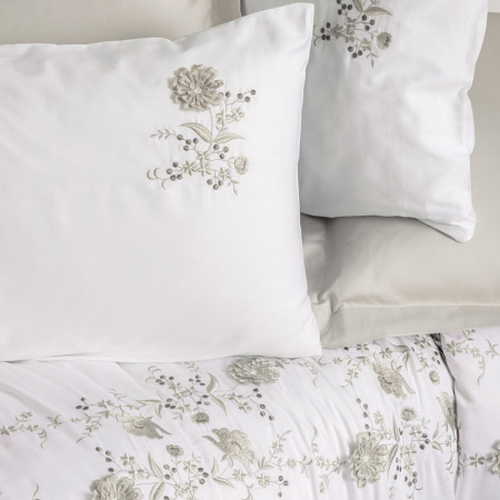 Lenjerie de pat satin premium brodată, 6 piese, bumbac 100%, Cotton Box, Urian - Beige [1]